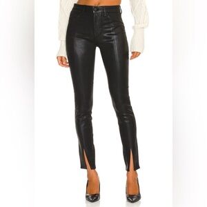 L’Agence Jyothi High Rise Split Black Coated Slit Jeans Size 29